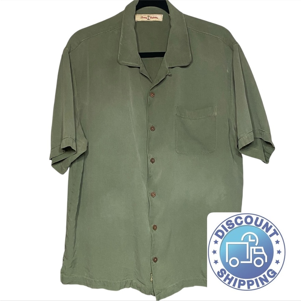 Tommy Bahama 100% Silk Shirt Avocado Green Size L